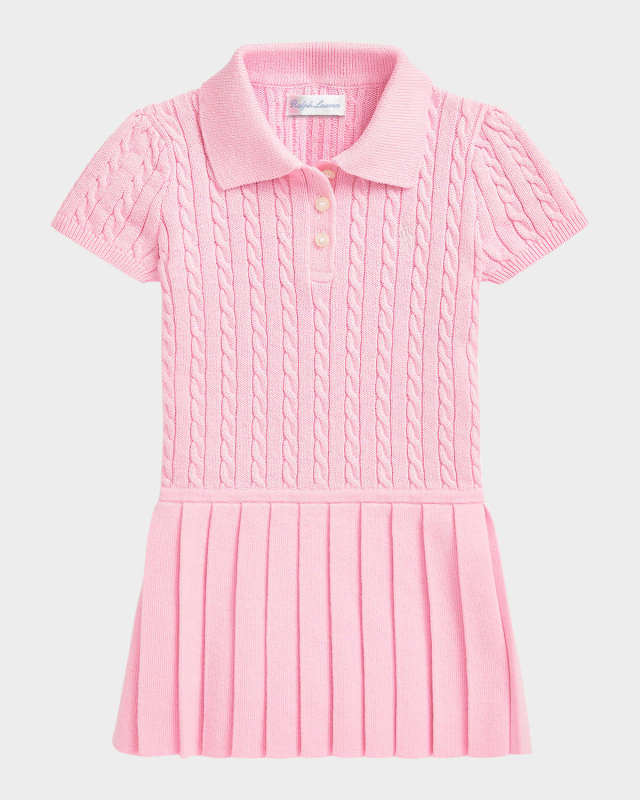 Girl's Cable Knit Polo Dress, Size 3M-24